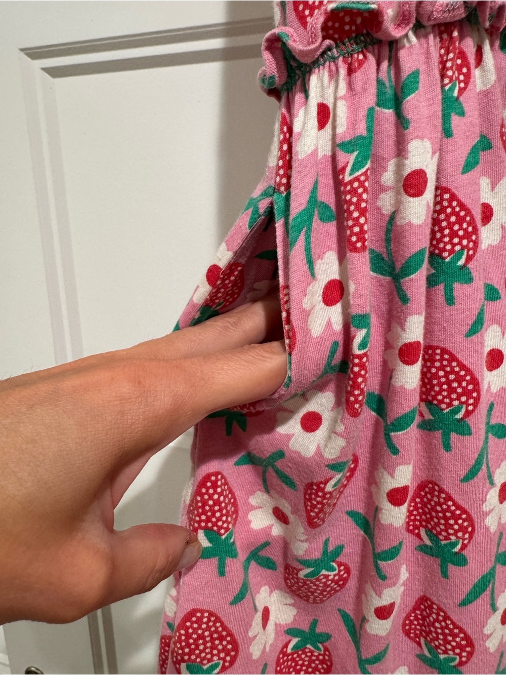 Mini Boden Girl's Frill Detail Jersey Dress 11-12Y In Red Strawberry Casual - Picture 5 of 8